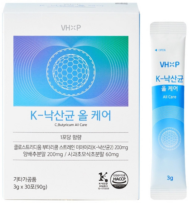 K-낙산균 올케어 미야리산 낙산균 양배추분말 애사비 사과초모, 3개, 30회분
