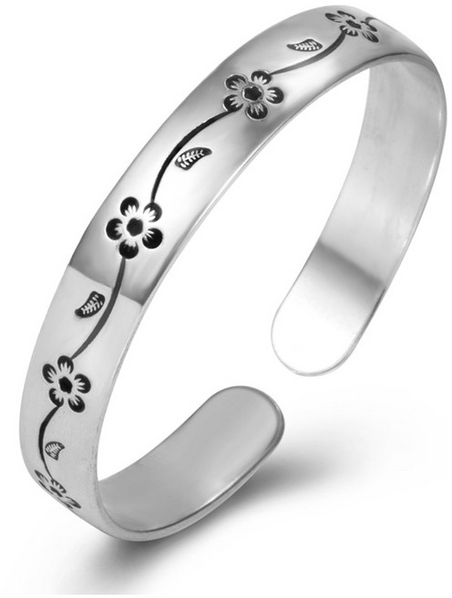 BG35 Silver 매화꽃 뱅글 팔찌 은팔찌