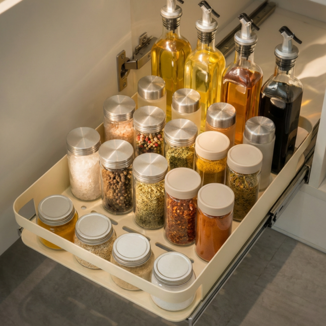 하우스브리즈 무타공 싱크대 주방 슬라이딩선반, 1개, 버터옐로우