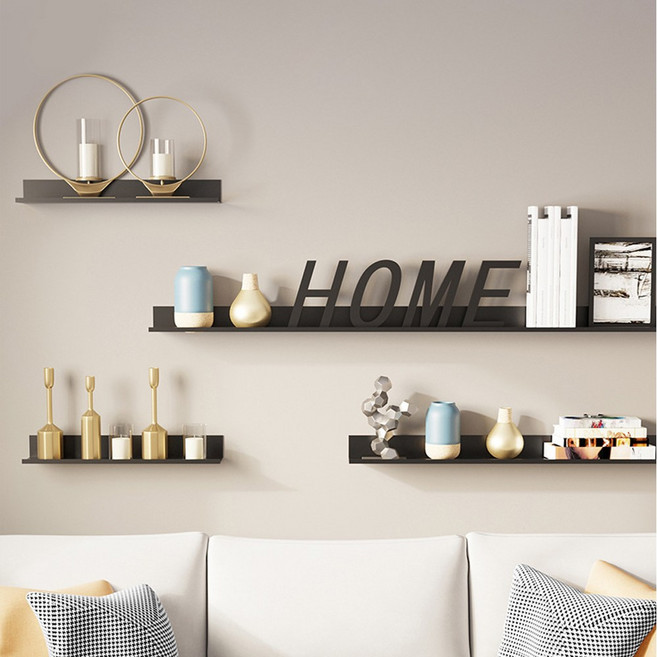 에브리윅 무타공 인테리어 일자 벽선반 장식장 선반, 블랙, 1단