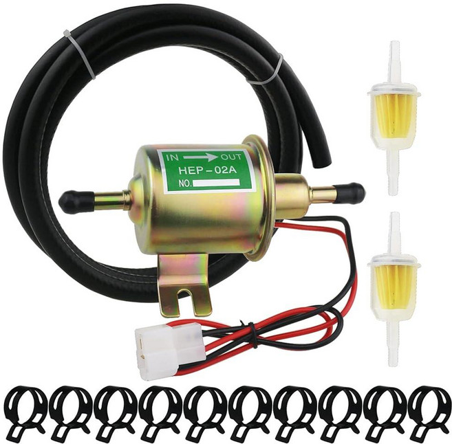 모든 12V 자동차 트럭 보트 기화기 잔디 깎는 기계용 범용 전기 연료 펌프 키트 DC 12V (3-6PSI) 연료 펌프 + 2M 0.8cm(5/16인치) ID 연료 라인 +