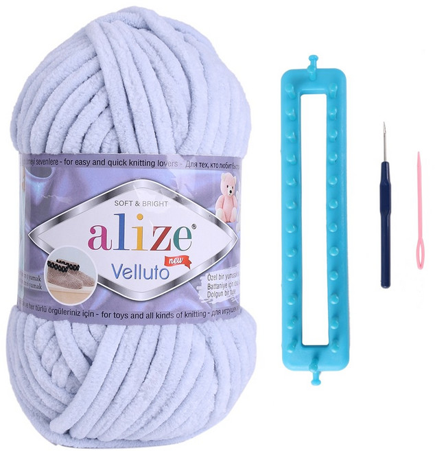 니팅룸 벨루토 목도리 DIY 세트, 416 그레이블루+니팅룸세트, 1개