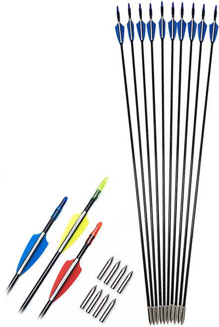 FRP 고무깃 화살 6mm 80cm 10발 세트 리커브보우 양궁 국궁 활 frp화살 초보 입문자 연습용 레저용, 블루, 1세트