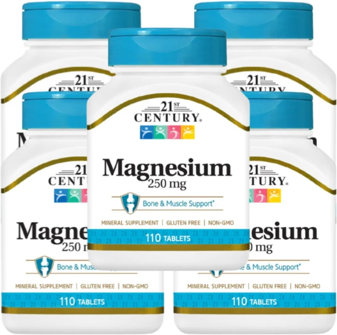 [21st Century] 마그네슘 250 mg 110 타블렛 5 SET, 5개, 110정 - 쿠팡