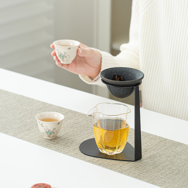 프롬팩토리 세라믹 커피 드리퍼 미세 필터 컵 핸드드립 커피 여과기 차 거름망 스탠드 세트 홈카페, 1세트