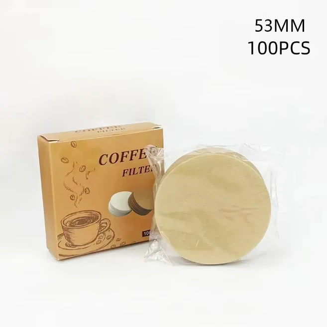 [호환제품] 100Pcs 51/53/58mm 커피 필터 종이 라운드 워터 일회용 에스프레소, 01 100Pcs Wooden 53mm