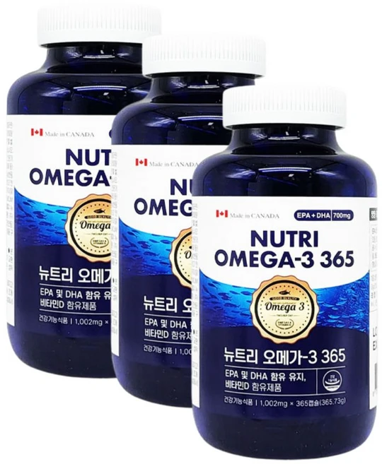 네오힐코 캐나다 완제품 오메가3 정제어유, 3개, 365정 - 쿠팡