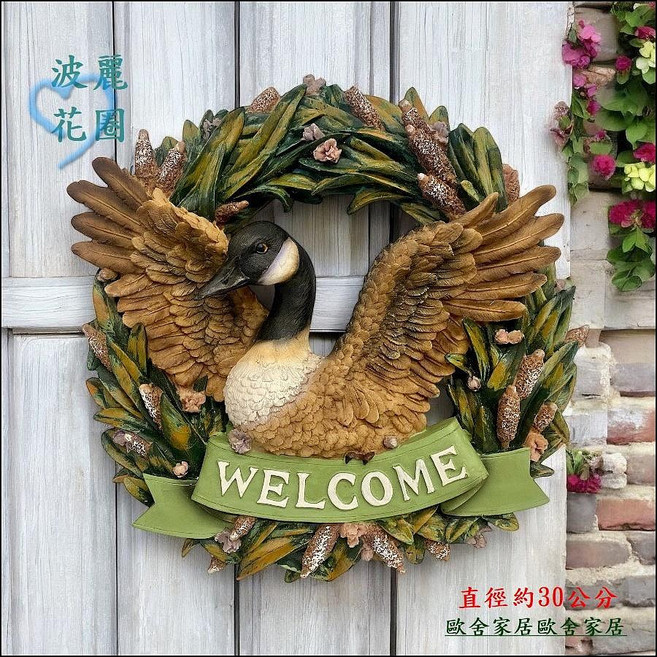 鵝歡迎花圈 手工彩繪, 綠色+其他