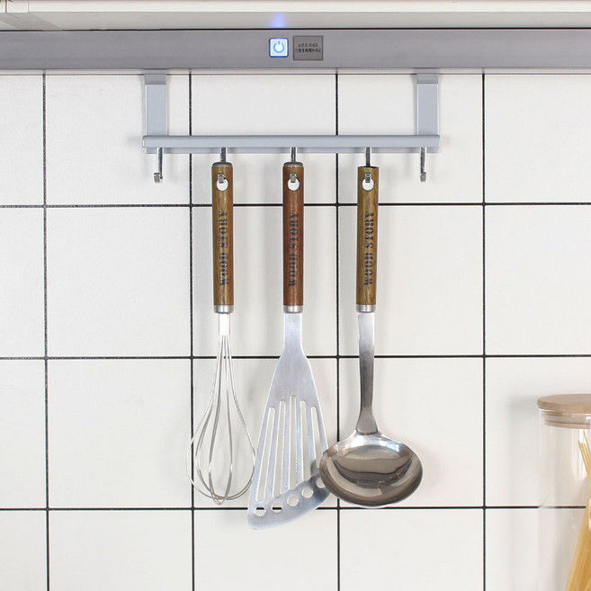 에쿤 정품 리큐브 주방 싱크대 벽장하부 행거레일 악세사리 실버 흑니켈 국자 조리도구 다용도 걸이, 리큐브 다용도걸이 실버