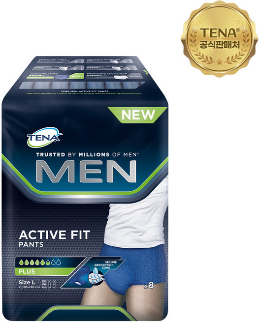 테나 맨 언더웨어 플러스 대형 8입 1팩 남성용 요실금팬티 성인용기저귀, 8개입, 1개