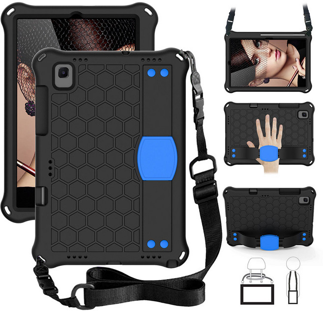 갤럭시 탭A 8.0 s pen (P200) 스트랩 에바폼 케이스, 블랙-블랙, 1개