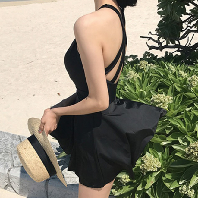 여성 여름 홀터넥 원피스 스커트 수영복 리조트 수영장 호텔 비치 휴양지 스윔 웨어