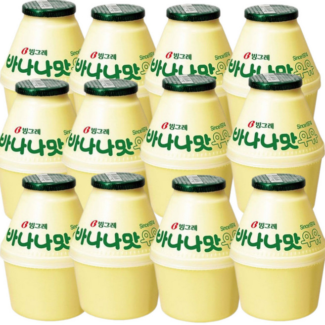 빙그레 바나나맛우유 240ml 단지우유 뚱바, 바나나우유, 12개