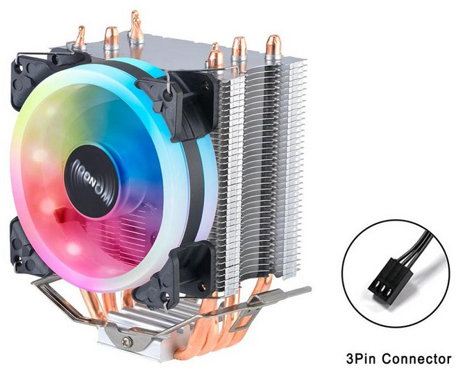 [누리PC]X99 Cpu 쿨러 Am4 4 히트파이프 프로세서 IWONGOU 90mm 팬 냉각 2011 V3 Intel Lga 2011/1366/1700, [02] 1 Fan 3Pin with Lamp, [01] RGB, [02] LGA2011-X79-X99-E5, 02 LGA2011-X79-X99-E5, 01 고정 컬러