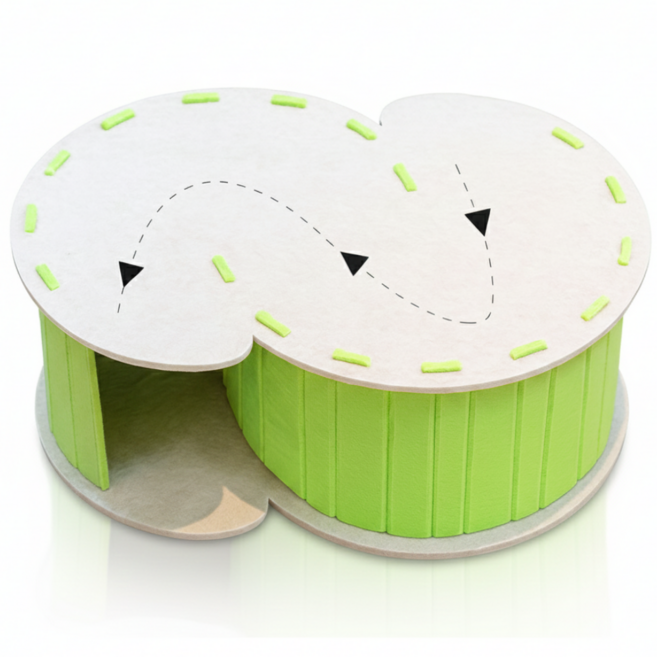 디오두 S자 터널 고양이 숨숨집, 그린, 1개