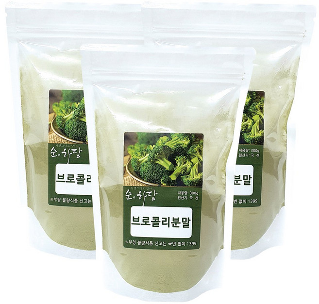 순하당 국산 브로콜리 분말 가루 파우더, 300g, 3개