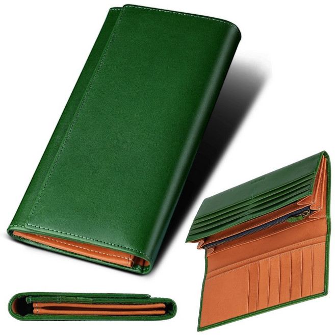 Fabrizio 義大利植鞣革長夾 輕薄大容量 21卡位 日製YKK拉鍊