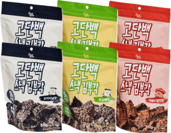 부각앤칩 고단백 스낵 김부각 베스트 픽 3종, 6개, 50g