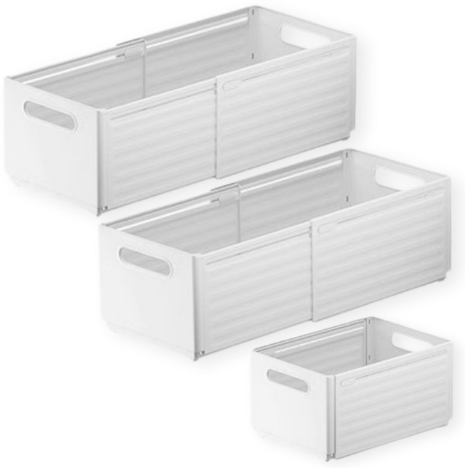 찬란한리빙 길이조절 서랍 정리함 확장형 다용도 주방 수납함, 3개, 화이트