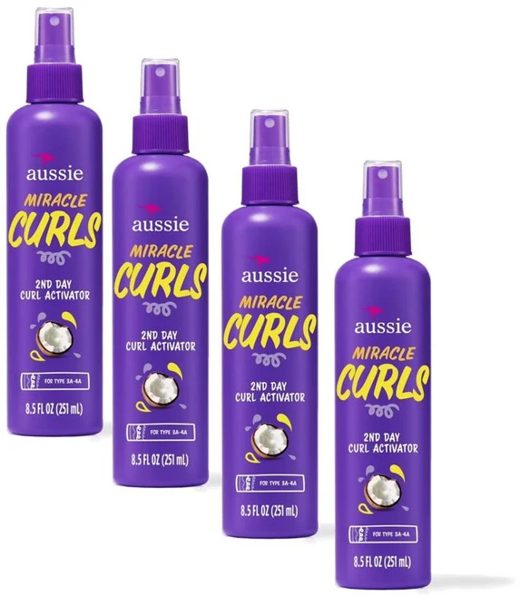 오지 미라클 컬 스프레이 젤 Aussie Miracle Curls 2nd Day Curl Activator Spray Gel, 4개, 251ml - 쿠팡