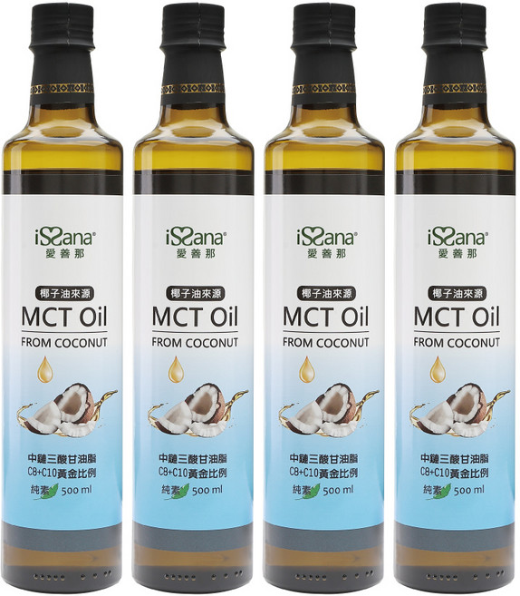 iSana 愛善那 MCT油 (新鮮椰子油來源), 4個, 500ml