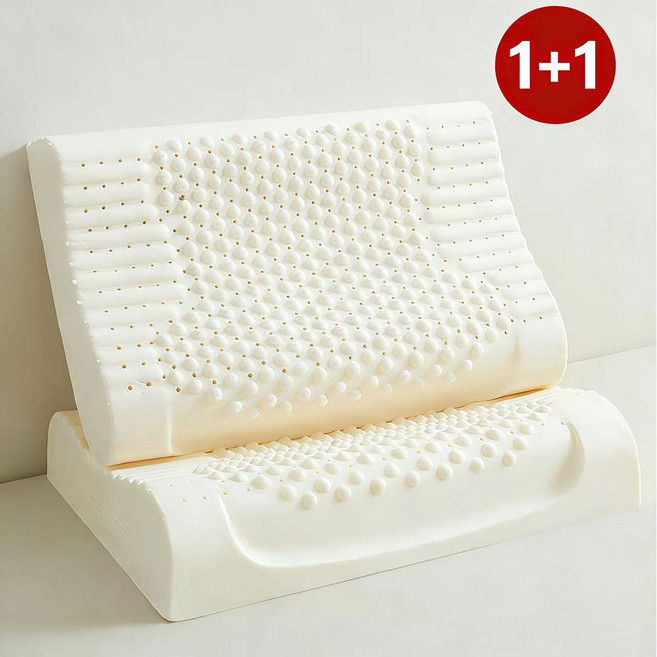 YONIVI 천연라텍스 함량 83% 굴곡형 경추 베개+속커버+겉커버, 화이트, 2개