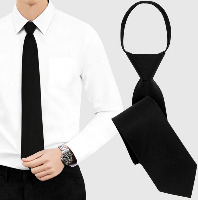 무광 검정 넥타이 장례 남자 자동넥타이 남성 블랙 검은 넥타이 조문용