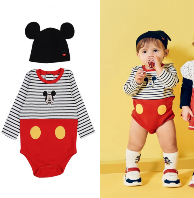 아가방 디즈니베이비 봄 이월 아기 유아 레드미키바디수트(모자) 79S117502