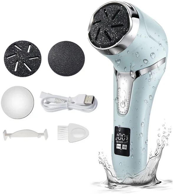 칩 제거 진공 청소기 휴대용 발 수리 키트 LED 디스플레이 화면을 갖춘 충전식 3헤드 전기 딱지 제거제, 01 파란