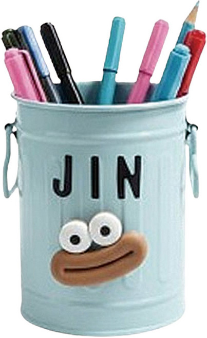 빵떡이 꾸미기 튼튼한 철제 스틸 연필꽂이 D.I.Y 꾸미기 다용도 펜꽂이, 1개, 연필꽂이(스카이블루)