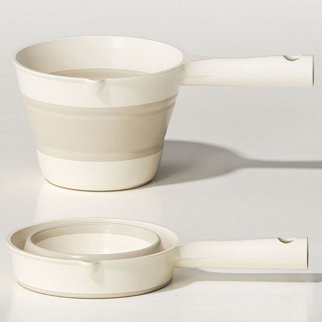 (2개입) 코코쥬 접이식 실리콘 휴대용 바가지 공간절약 설거지 대야, 1세트, 베이지