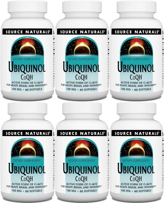 Source Naturals 소스내추럴스 유비퀴놀 CoQH 코큐텐 100mg 소프트젤, 60정, 6개 - 쿠팡