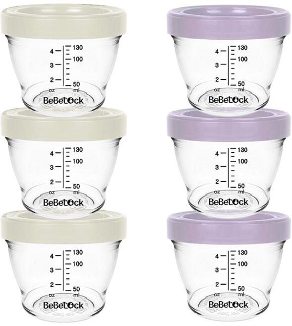 베베락 아이와 트라이탄 이유식용기 130ml (3+3개입), 1세트, 아이와 트라이탄 130ml(크림3P+라벤더3P), 1ml