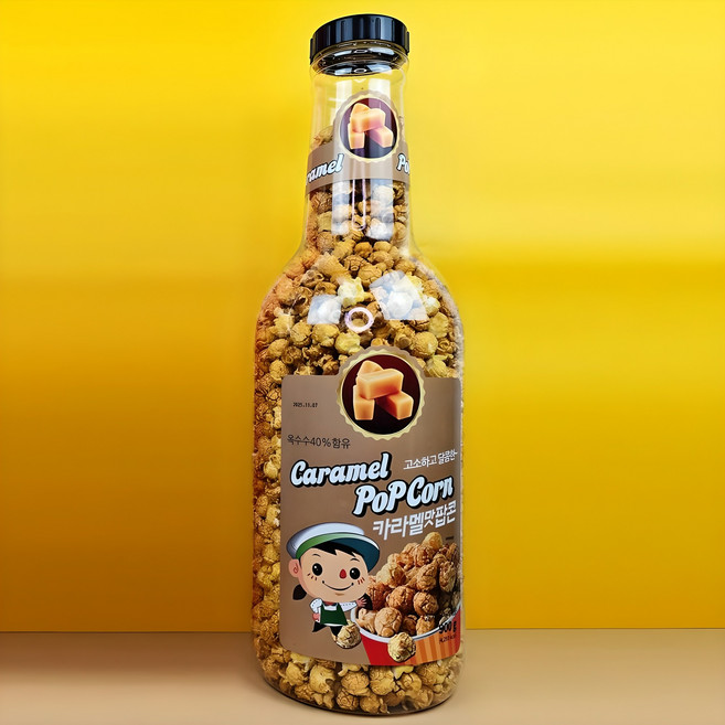 카라멜맛 팝콘 900g 대용량 저금통 영화관팝콘, 1개