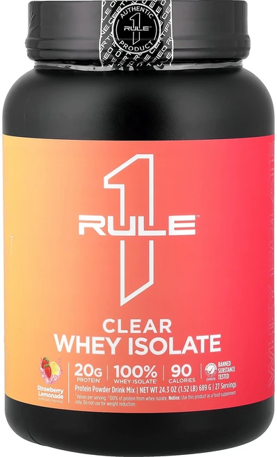 Rule One Proteins Clear Whey Isolate Strawberry Lemonade 1.52 lb (689 g), Rule One Proteins, Clear Whey, 1개, 689g - 쿠팡