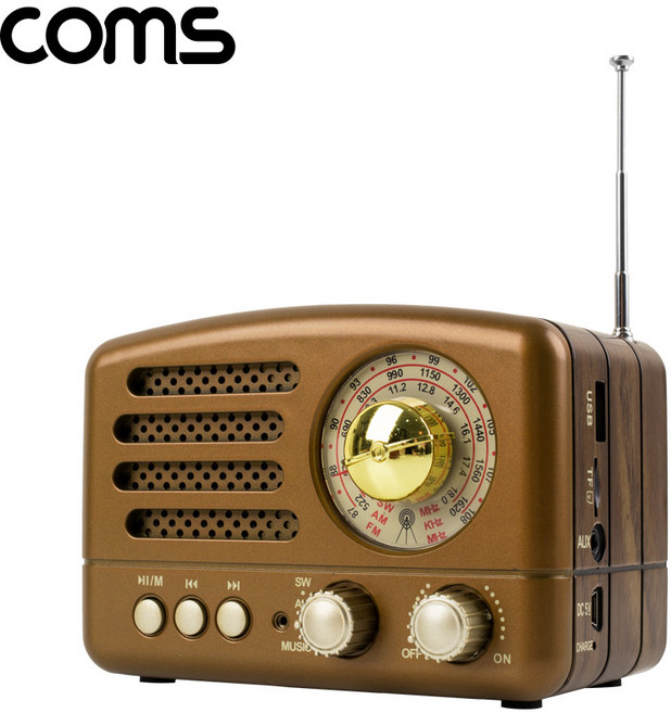 BT116 레트로 블루투스 5.0 라디오 스피커 브라운