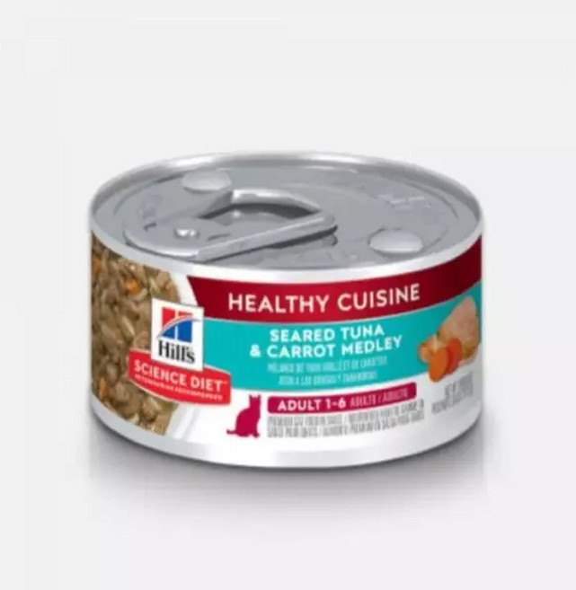 힐스 고양이 주식 사료 캔 어덜트 헬시 퀴진 참치 당근 스튜 79g 단품, 닭+참치, 1개