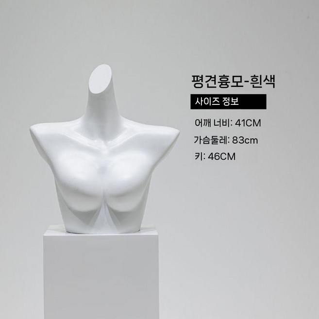 여성 속옷 마네킹 피팅 란제리 디스플레이 모델 스탠드, 07.경사어깨 화이트 가슴, 07.경사어깨 화이트 가슴, 1개