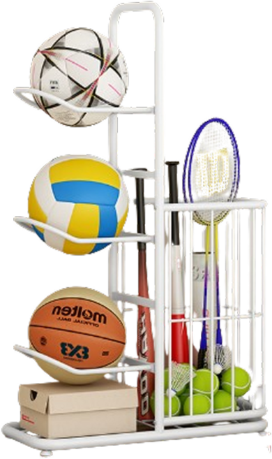 라켓 보관함 농구공 거치대 공거치대 축구공 정리대 배드민턴 정리함, 화이트., 1개