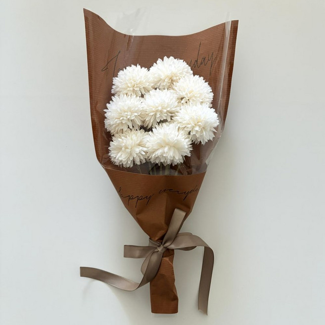 퐁퐁 국화 조화 꽃다발 산소 성묘 납골당 봉안당 꽃장식, 1개, 하얀색