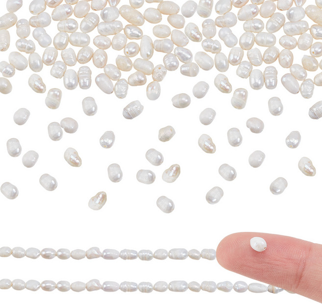 담수 진주 비즈 스트랜드 포테이토 베이지 3.5~6mm 1스트랜드 공예 DIY