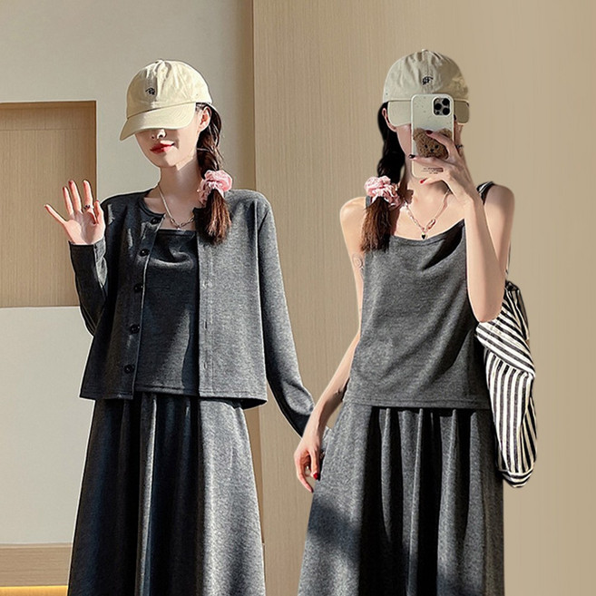 사은품 증정 디센느 나시 가디건 캐주얼 쓰리피스(3color)