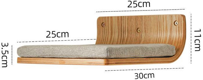 벽걸이 캣타워 원목 캣워크 고양이 해먹 구름다리 놀이터, 1개, 점프 보드 라텍스 쿠션 포함