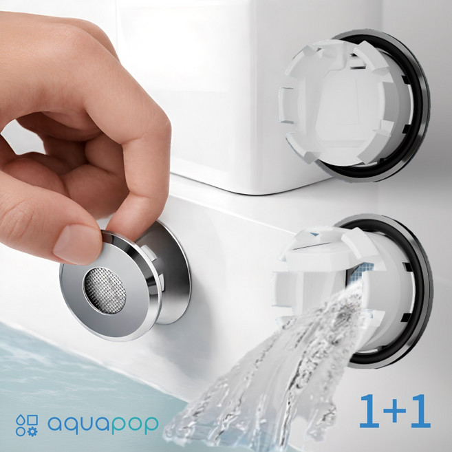 아쿠아팝 세면대 오버플로우 트랩 악취벌레 안나캡 스테인리스 1+1, 스테인리스 실버, 2개