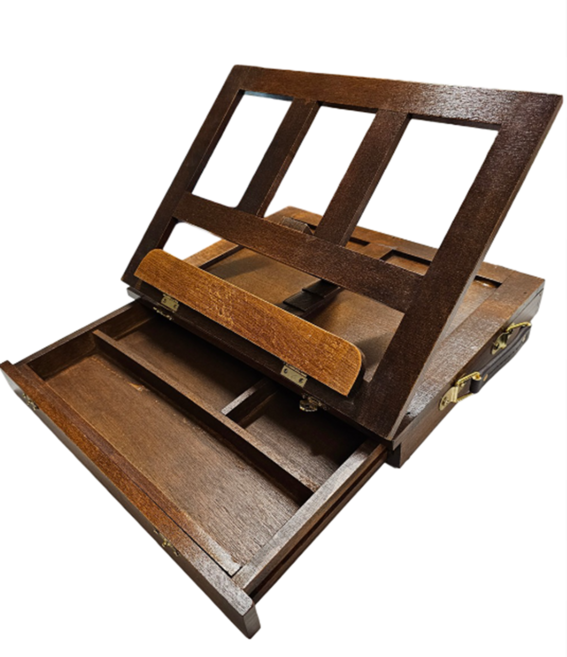 원목 빈티지 독서대 휴대용 서랍형 수납함 북스탠드, 나무색