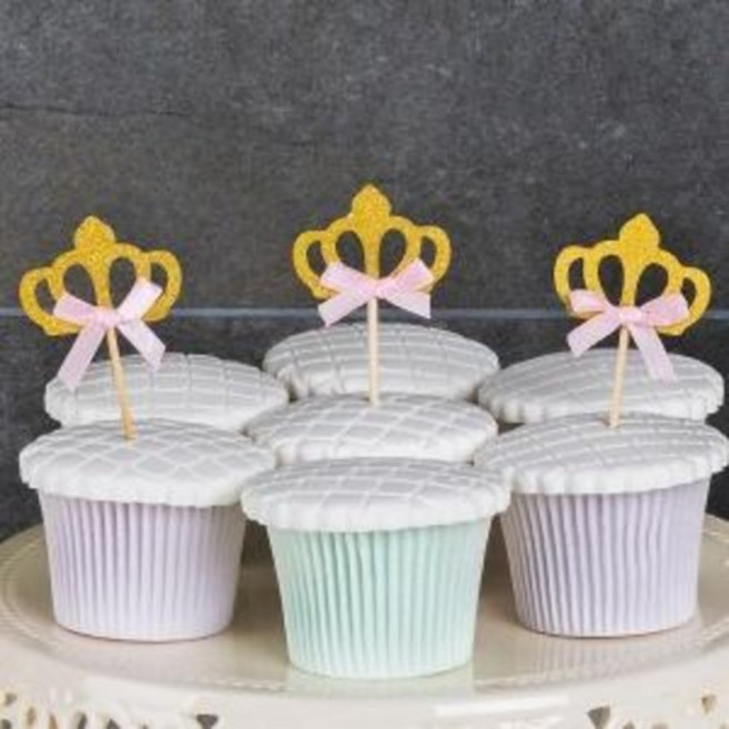 케이크토퍼 데코픽 3입 공주왕관 [골드], 단품, 1개