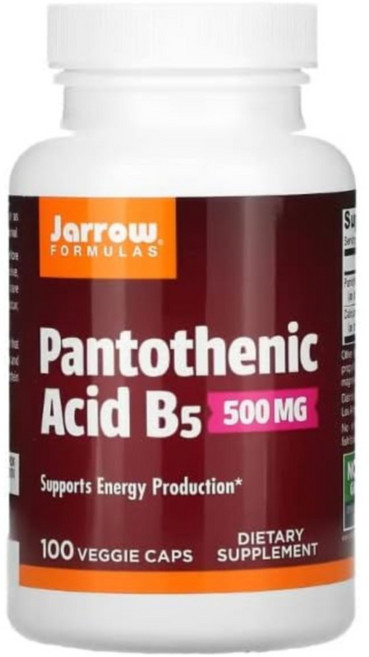 자로우 판토텐산 비타민 B5 500mg 글루텐 프리 채식 GMO 프리 100개, 1개