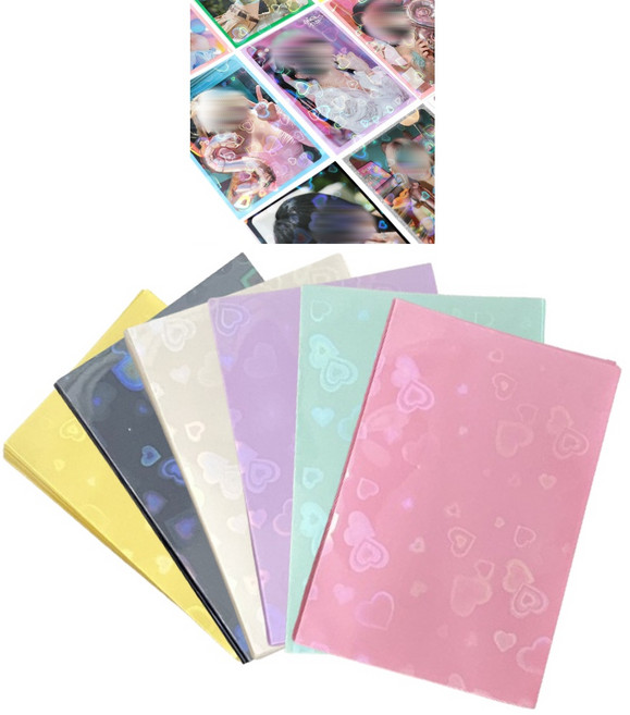 바이유즈 하트홀로그램 포카슬리브 탑로더, 120개, 혼합