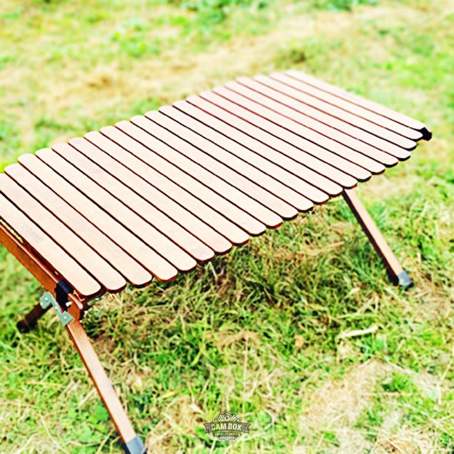 톰벳 우드 롤테이블S 캠핑 피크닉 휴대용 접이식 롤테이블, 브라운 S