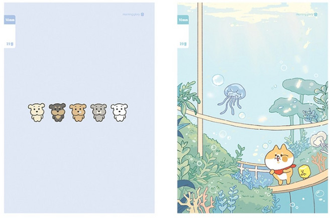 모닝글로리 초등생 3-6학년 노트 21줄 23줄 10개입 꼬맹이샵, 10권, 23줄 노트 남아용